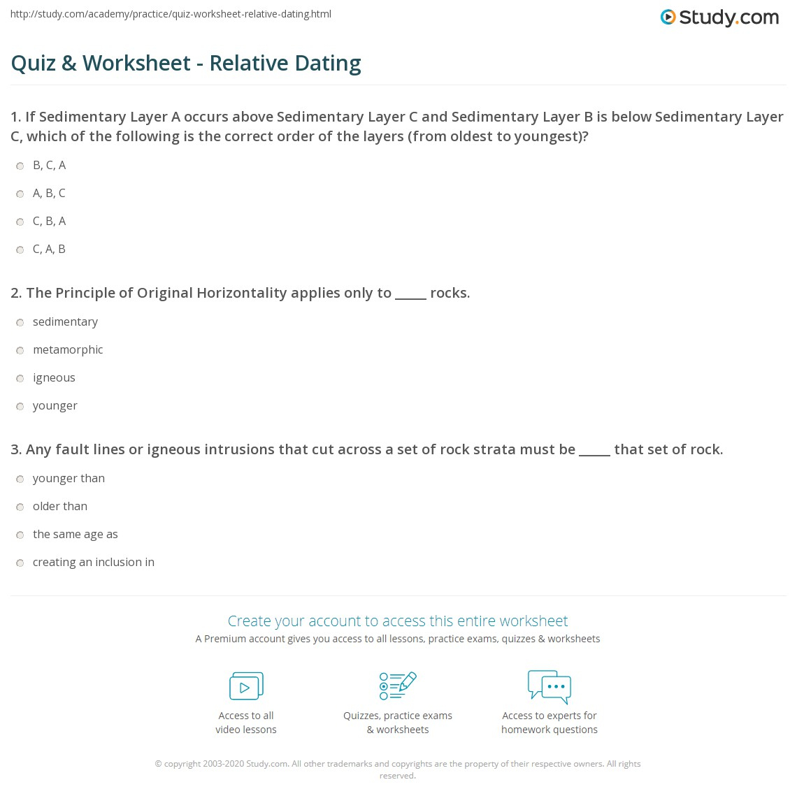 Earth Science Chapter 6 Relative Dating Worksheet Answers