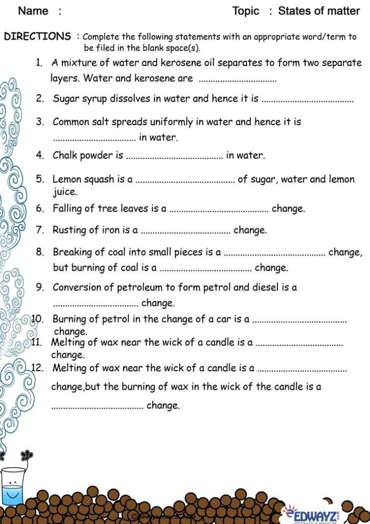 10 2Nd Grade Solid Liquid Gas Worksheet States Of Matter Worksheet 