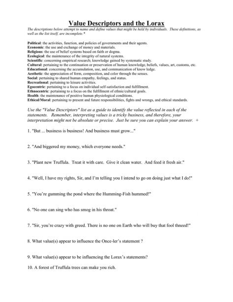 12 The Lorax Science Worksheet Answers Science Worksheets Ap 