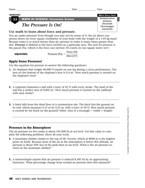 16 Math In Science Integrated Science Worksheet 33 In 2020 Science