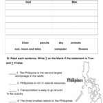 1st Quarter Quiz No 1 Social Studies Grade 3 Worksheet