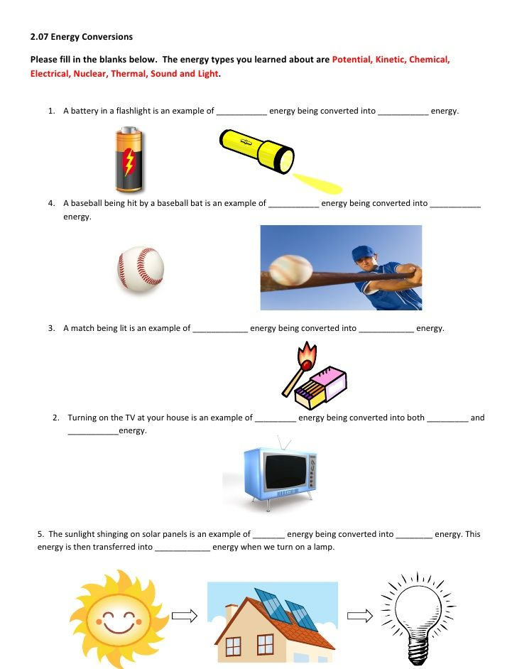 2 07 Help Worksheet Energy Transformations Teaching Energy Energy 