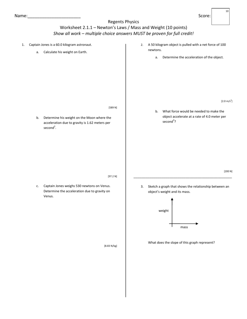 27 Physical Science Mass And Weight Worksheet Answer Key Support 