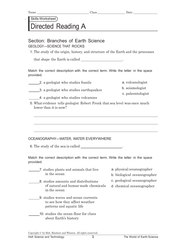 28 Holt Earth Science Skills Worksheet Answers Worksheet Resource Plans