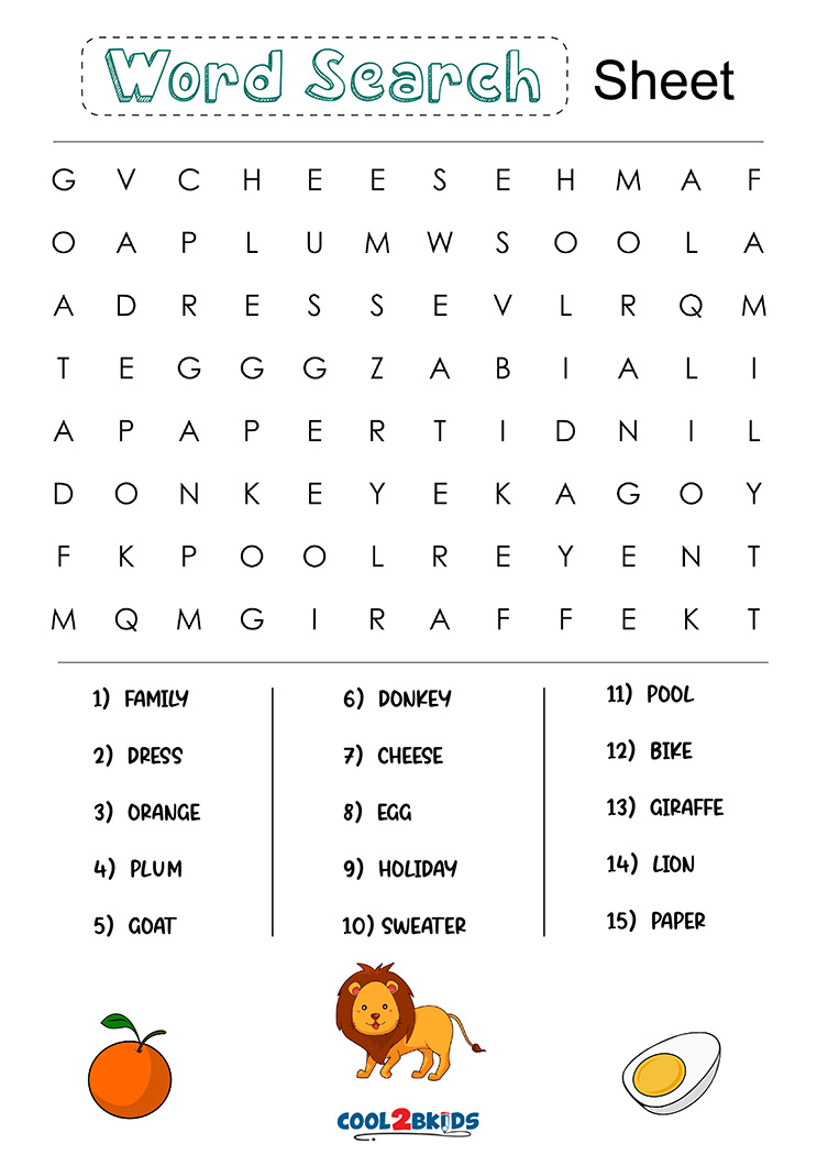 2nd Grade Word Search Cool2bKids