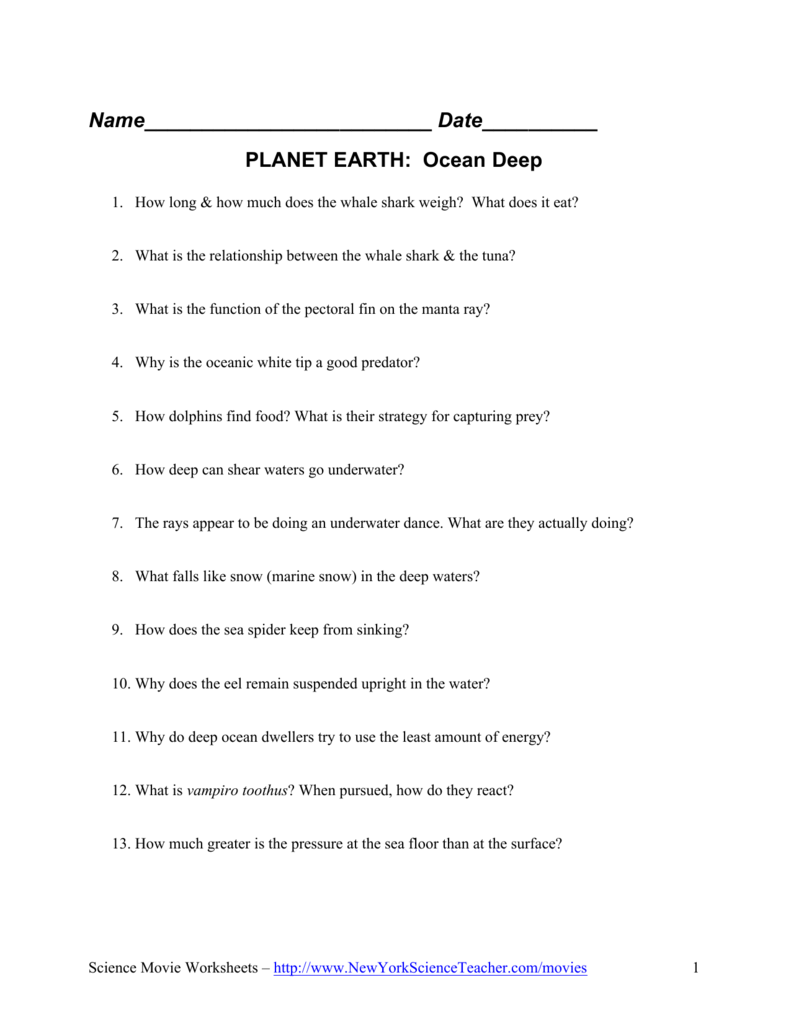 33 Blue Planet Deep Ocean Worksheet Answers Worksheet Source 2021