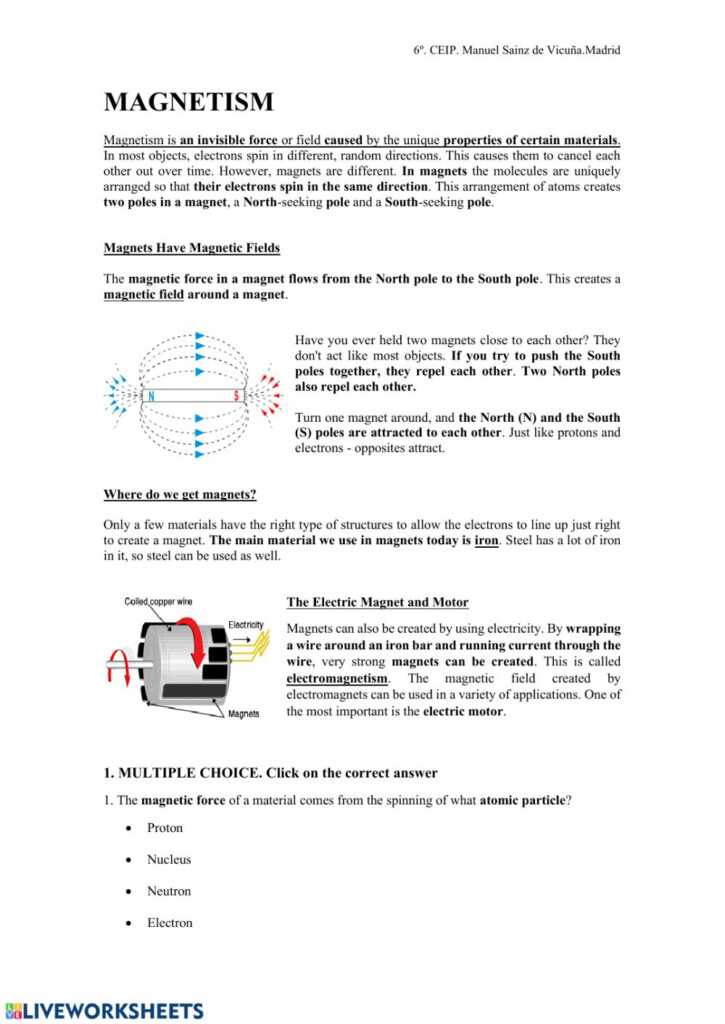 35 Magnetism Worksheet Answer Key Support Worksheet