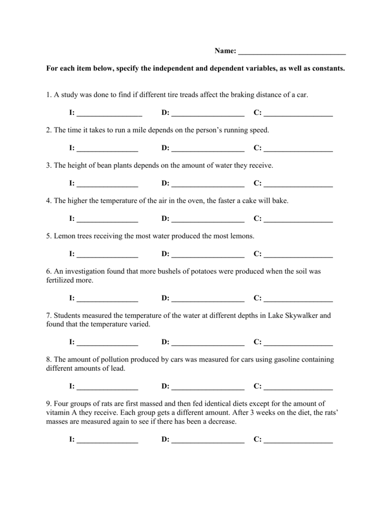 36 Stunning Independent And Dependent Variables Worksheet For You 