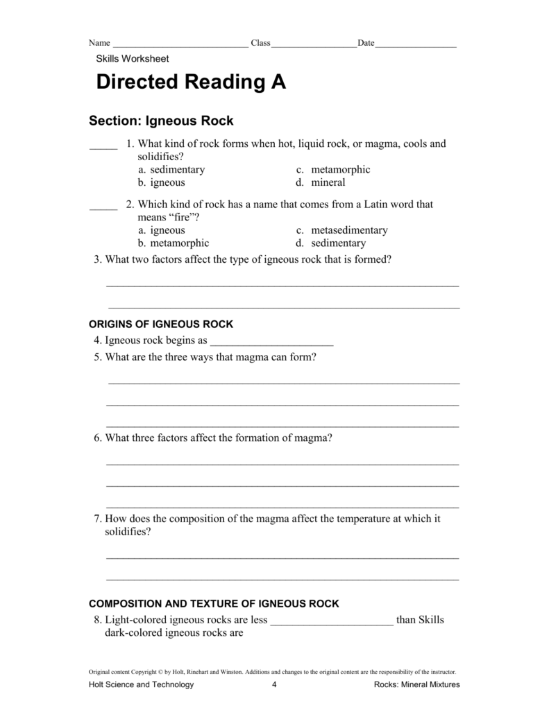 38 Skills Worksheet Directed Reading A Answers Key Earth Science Image 