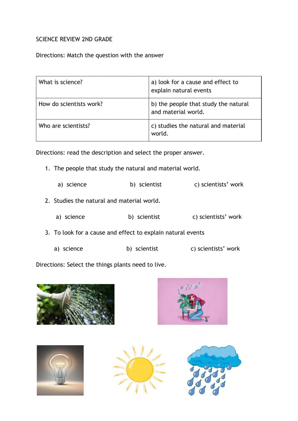 1st Grade Science Worksheet On Plants And Animals - Scienceworksheets.net