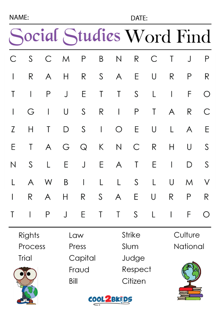 4th Grade Word Search Cool2bKids
