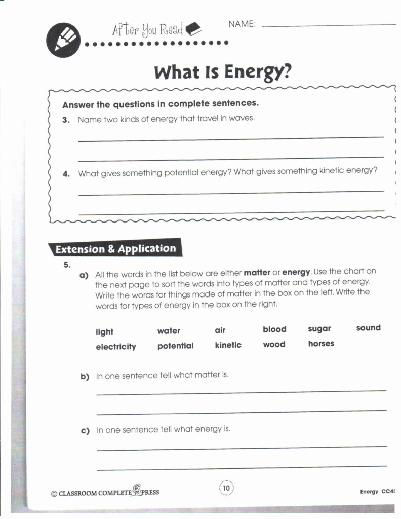 6th Grade Science Worksheets With Answer Key