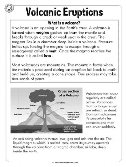 7th Grade Science Worksheet On Volcanoes Science Worksheets 7th 