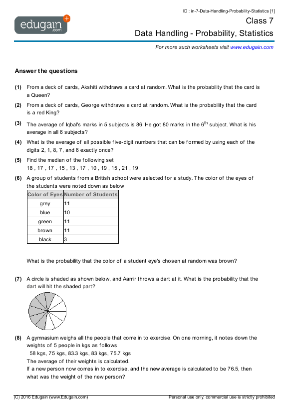 8th Grade Statistics And Probability Worksheets Worksheets Master