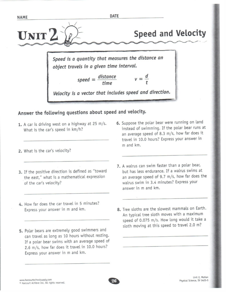 Acceleration And Velocity Calculations Worksheets Davezan Science 