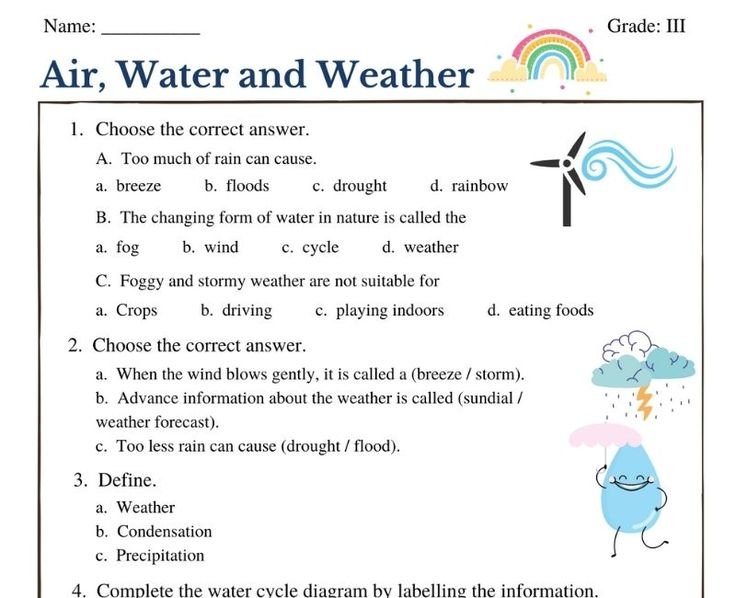 Air Water And Weather Class 3 In 2021 Worksheets For Grade 3 Science 