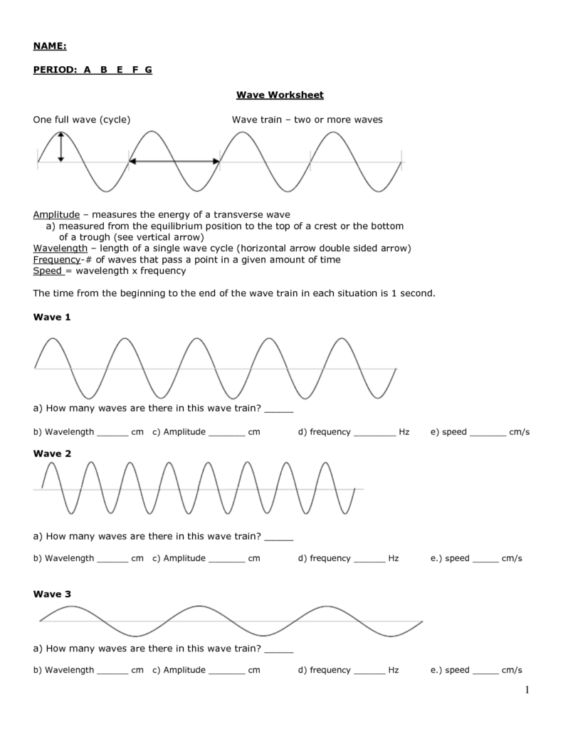 Answers To Worksheet Labeling Waves Printable Worksheets And 