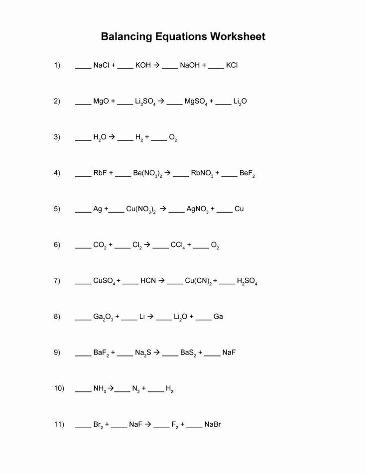 Balancing Equations Practice Worksheet Answers 49 Balancing Equations 