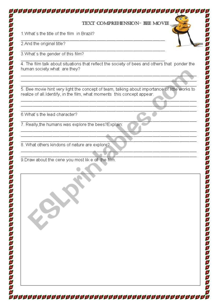 Bee Movie Comprehension ESL Worksheet By Anogueira