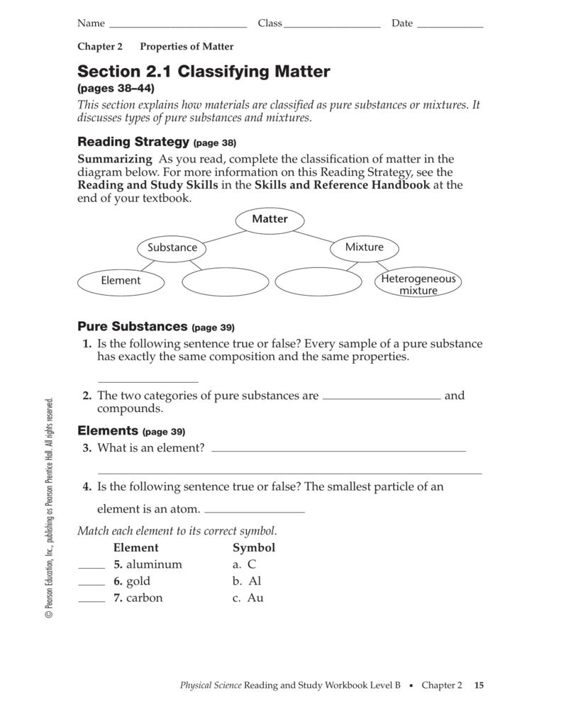 Bestseller Classification Of Matter Worksheet Answer Key Physical Science