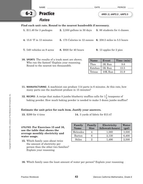 Bestseller Glencoe California Mathematics Grade 6 Workbook