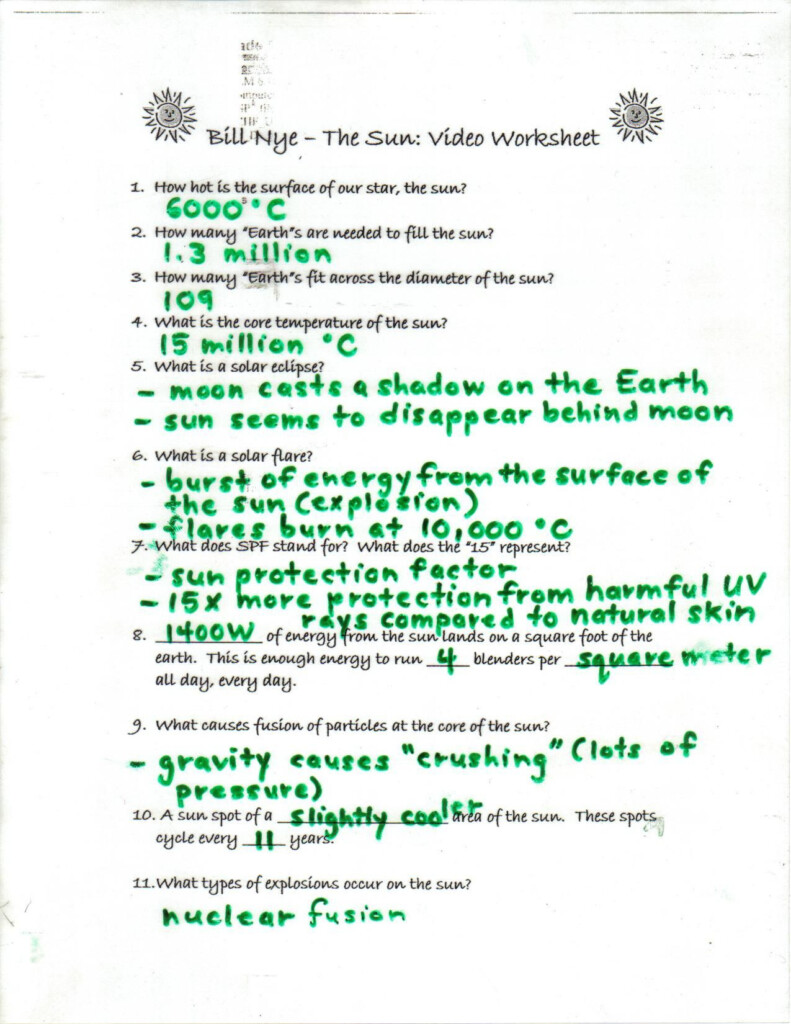 Bill Nye Energy Worksheet Answers Education Template