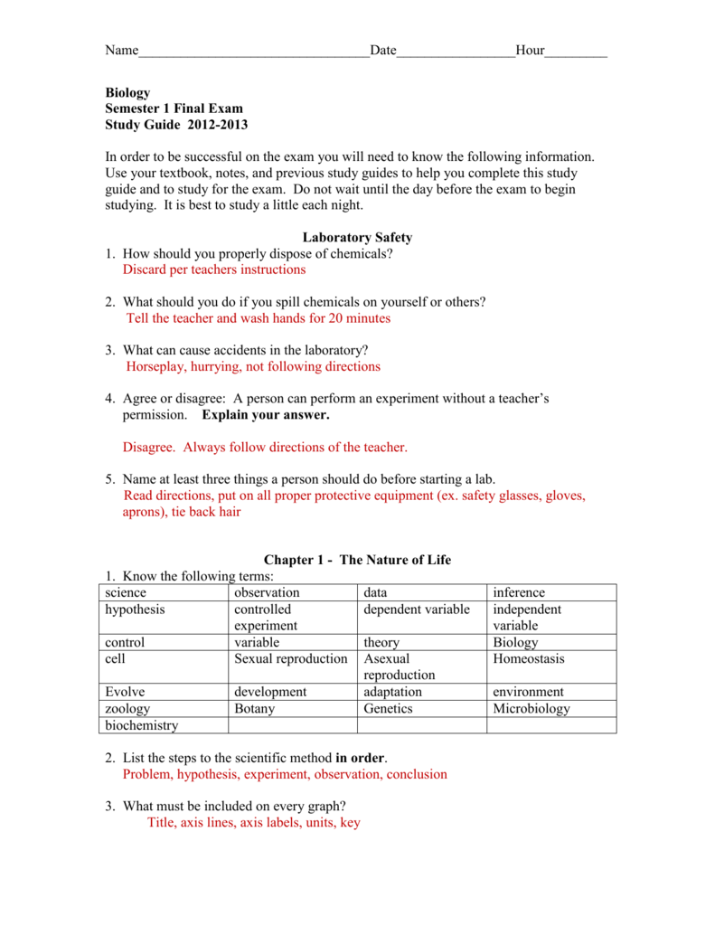 Biology Study Guide Chapter 1 The Science Of Biology Answers Study Poster