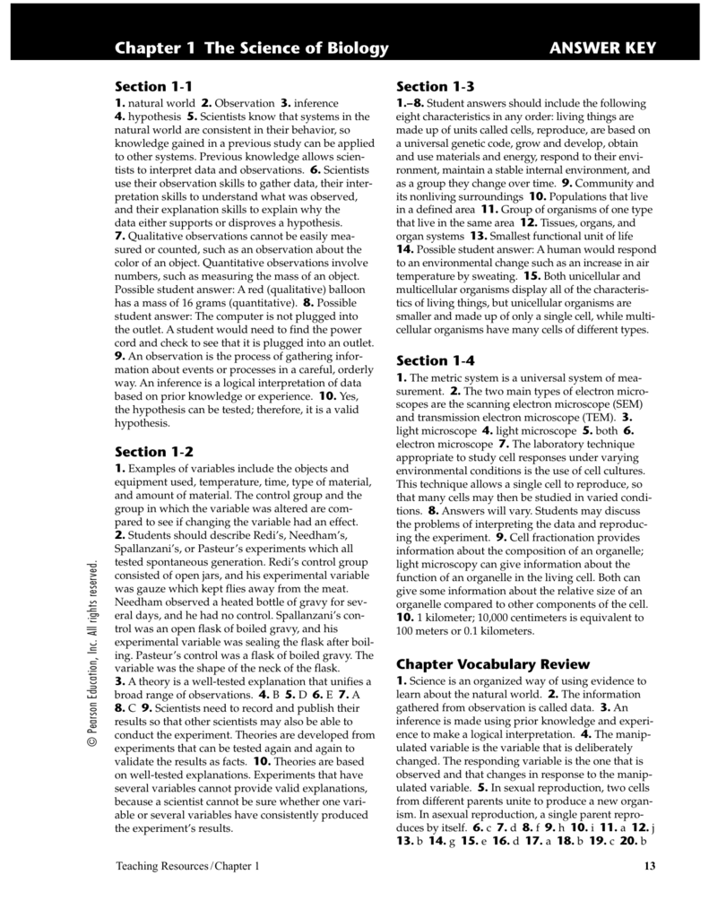 Biology Study Guide Chapter 1 The Science Of Biology Answers Study Poster