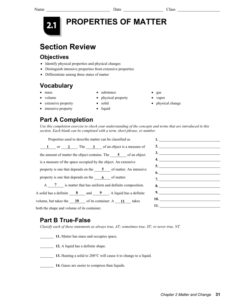 Chapter 2 Matter And Change Worksheet Answers Worksheet List