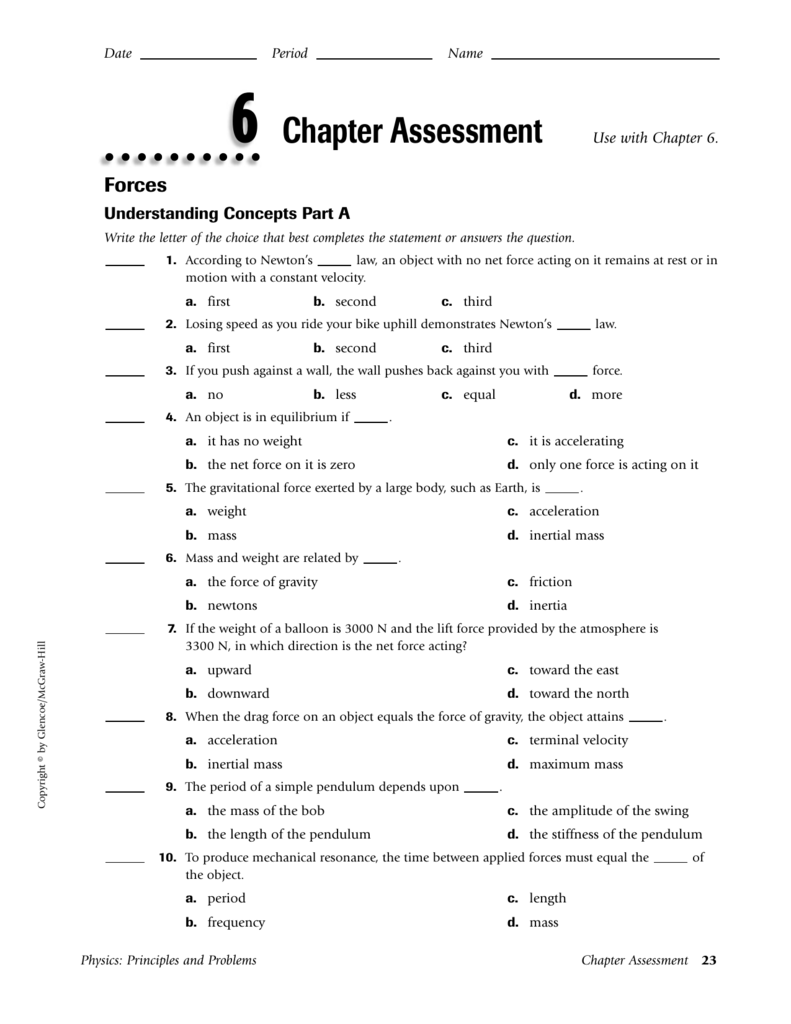 Chapter 6 Study Guide Physics Principles And Problems Study Poster