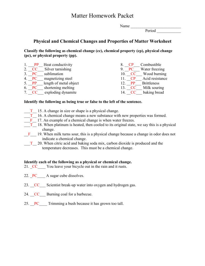 Classifying Matter Worksheet Answer Key Ivuyteq