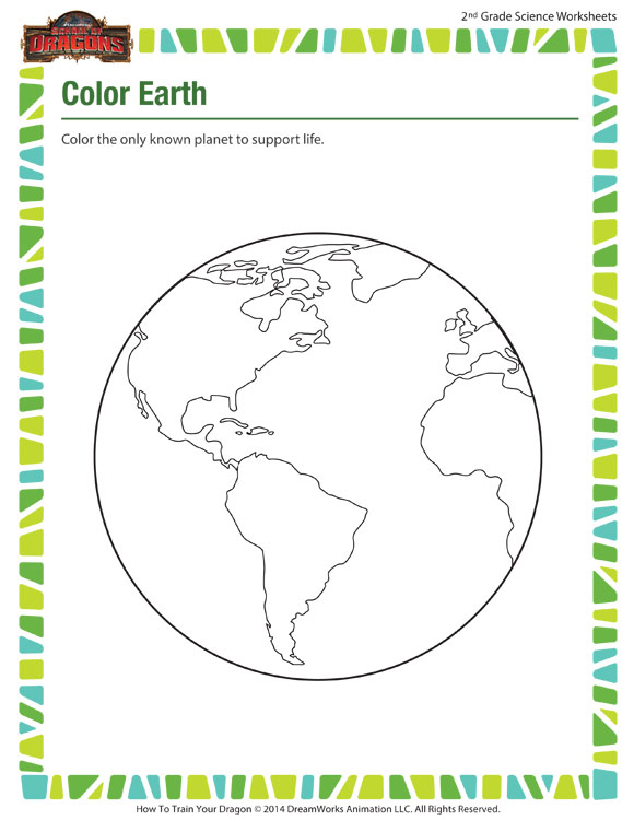 Color Earth Worksheet 2nd Grade Science Printable SoD