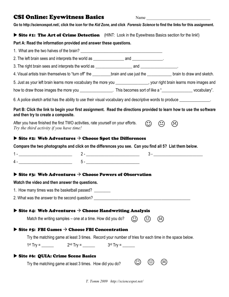 Eyewitness Testimony And Forensic Science Worksheet Answers Scienceworksheets