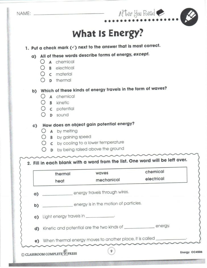 Daily Science Worksheets Kids Free Answers For Prek 6Th Db excel