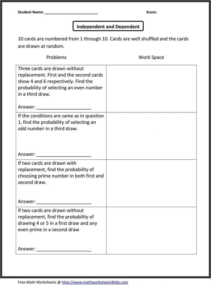 Dependent And Independent Variables Worksheet Probability Of 