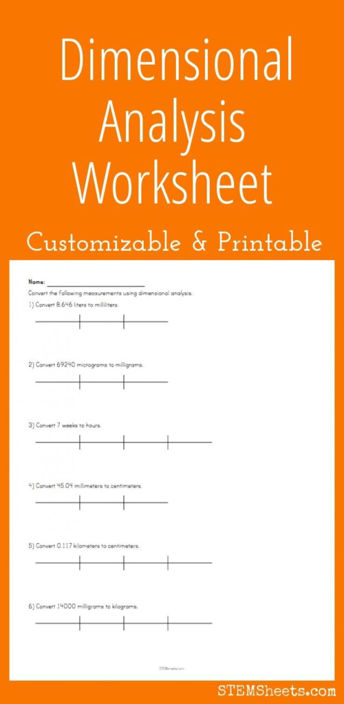 Dimensional Analysis Worksheet Dimensional Analysis Chemistry 