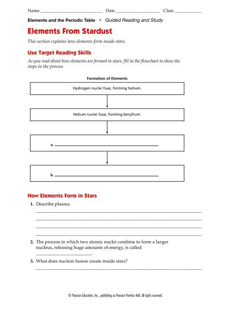 Directed Reading Worksheet The Periodic Table Answer Key Brokeasshome