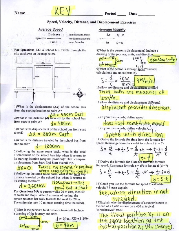 Distance And Displacement Worksheet Answer Key Promotiontablecovers