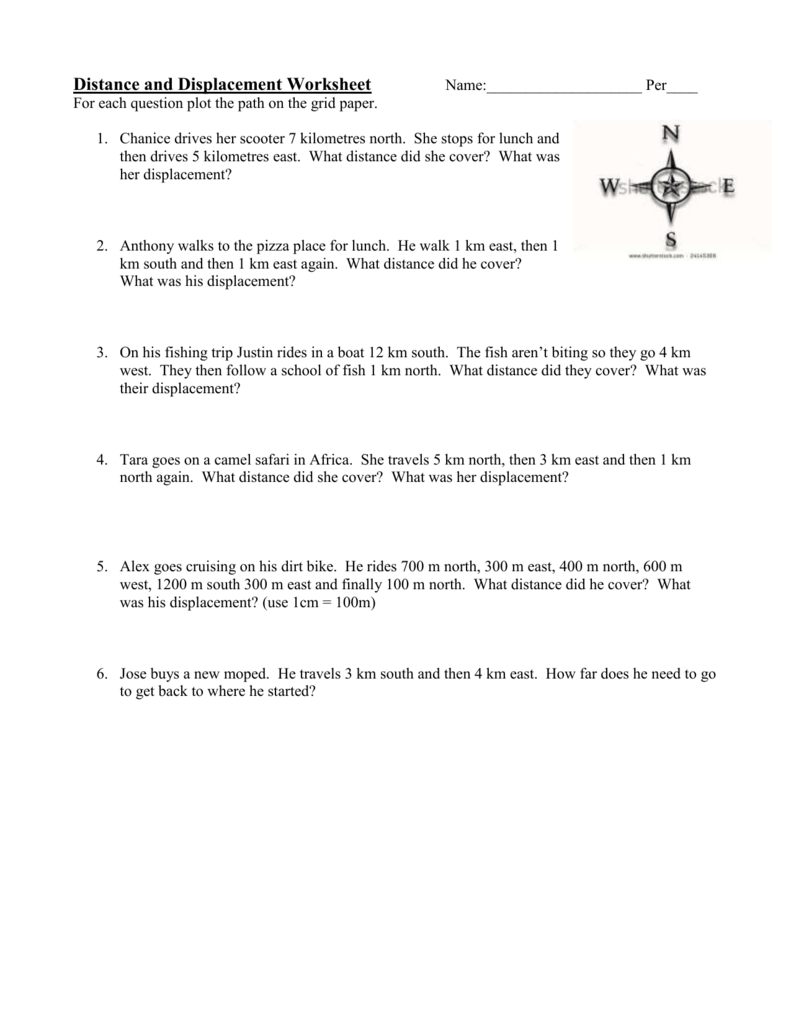 Distance And Displacement Worksheet Answer Key Promotiontablecovers