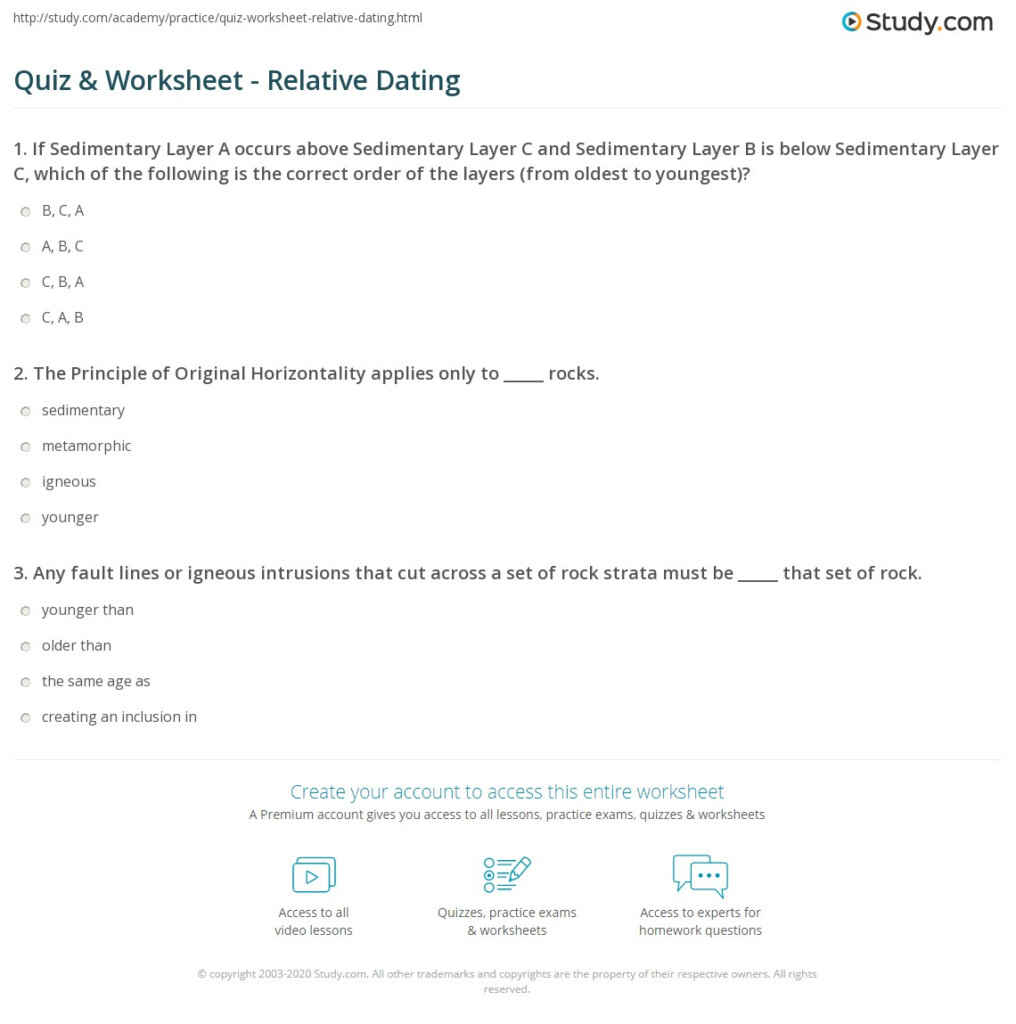 Earth Science Chapter 6 Relative Dating Worksheet Quiz Worksheet 