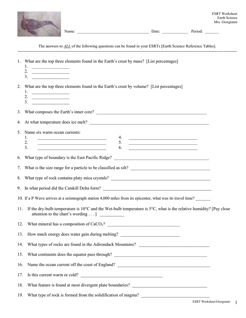 Earth Science Esrt Review Answer Key The Earth Images Revimage Org