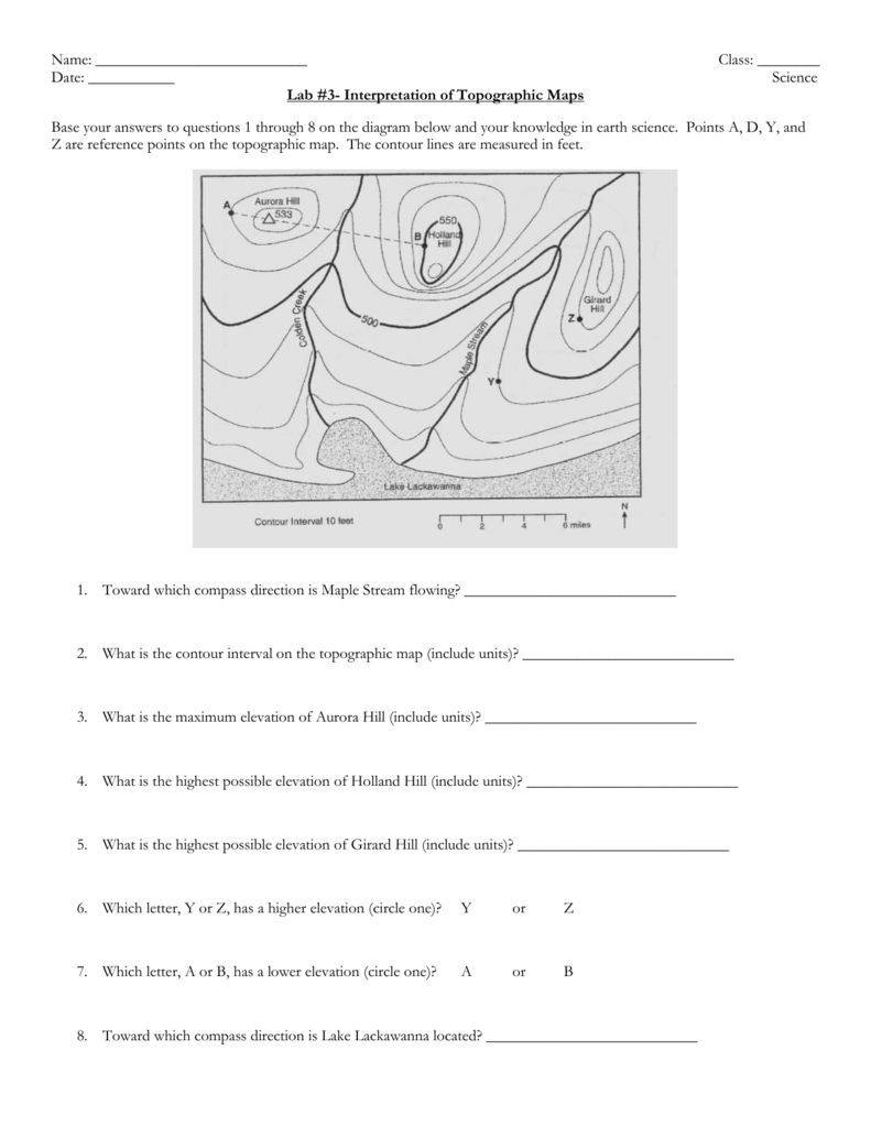 Earth Science Topographic Map Worksheet Key The Earth Images Revimage Org