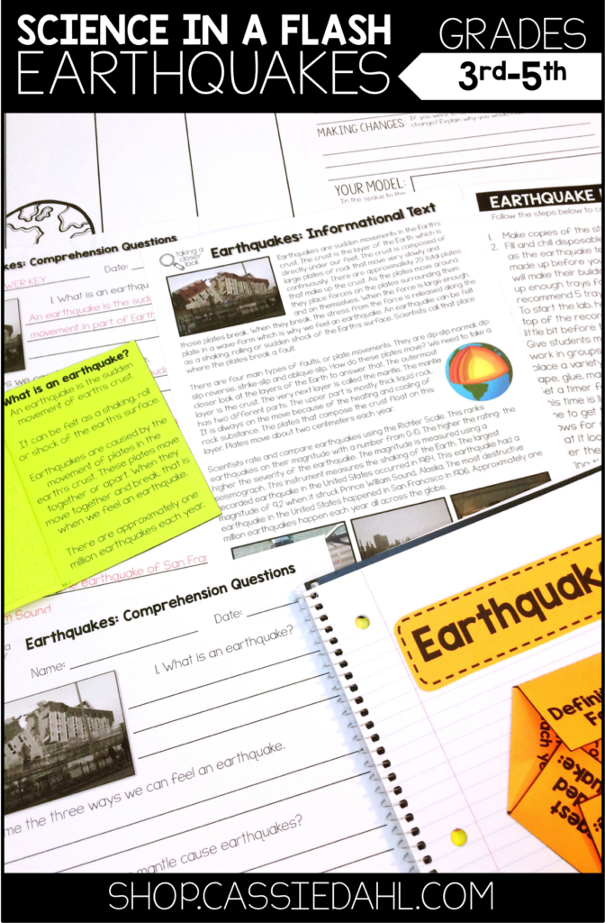 Earthquakes Interactive Notebooks All About Earthquakes Science Lessons