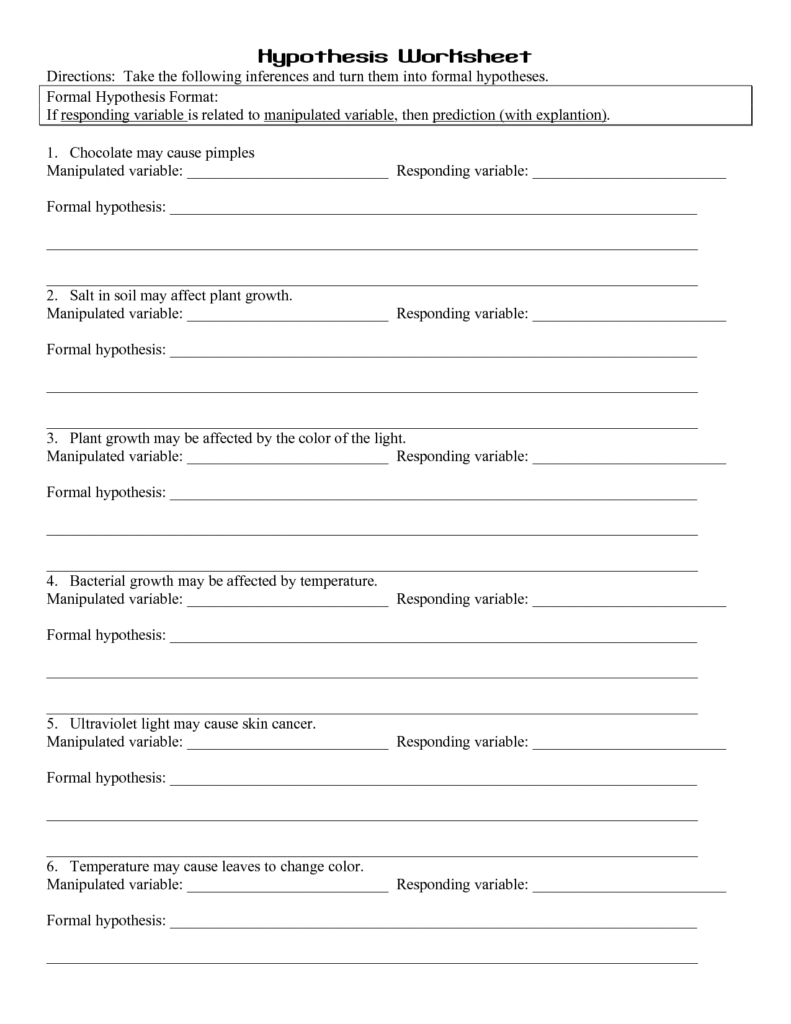 Elementary Hypothesis Worksheet Printable Worksheets And Activities 