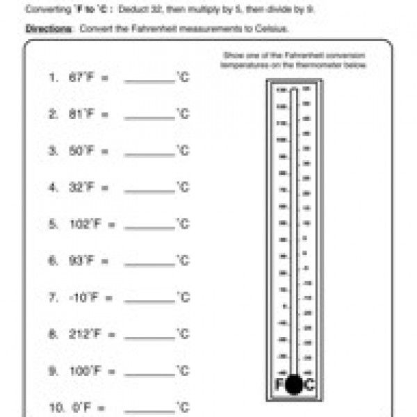 Fahrenheit To Celsius Worksheet Science Inquiry Weather Worksheets 