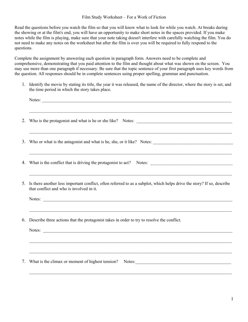 Film Study Worksheet