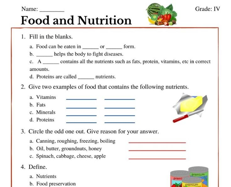 Food And Nutrition Class 4 Worksheets In 2021 Science Worksheets 