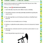 Fossil Fuels True Or False View Free Science Worksheet For 4th