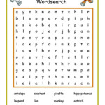 Free Easy Word Search African K5 Worksheets African Animals Easy