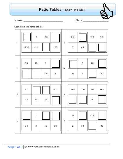 Free Printable Ratio Table Worksheets Learning How To Read